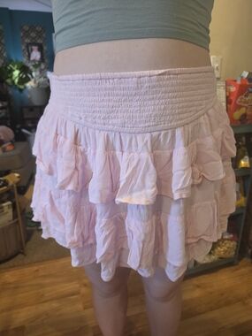 Hollister Blush Smocked Mini Skirt